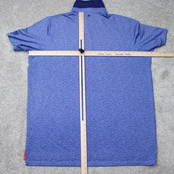 Greyson Polo Shirt Mens XL Blue Geometric Golf Polyester Stretch Short Sleeve - Picture 11 of 14